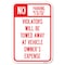 Signmission No Parking on Street at Anytime Violato Heavy-Gauge Aluminum Sign, 12" x 18", A-1218-23692 A-1218-23692 - alternate 1